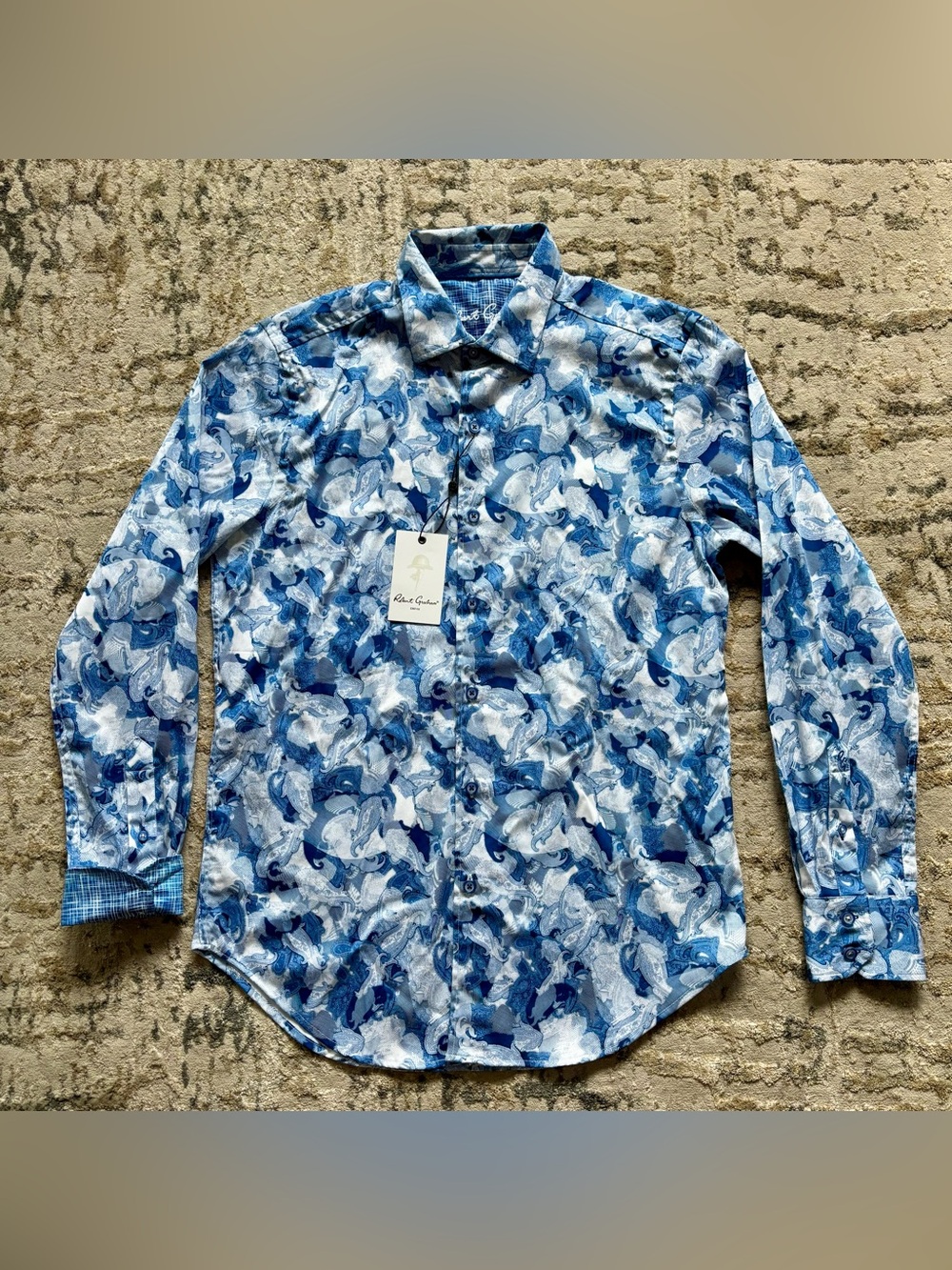 Robert Graham Baskerville Paisley Buttoned Shirt NEW Men’s small blue white